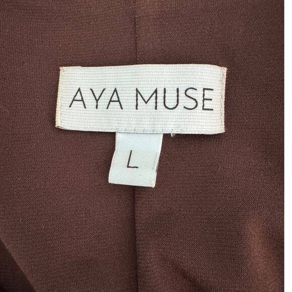 Aya Muse Perugia Dress long sleeve tie front chocolate brown size large L - Picture 11 of 16
